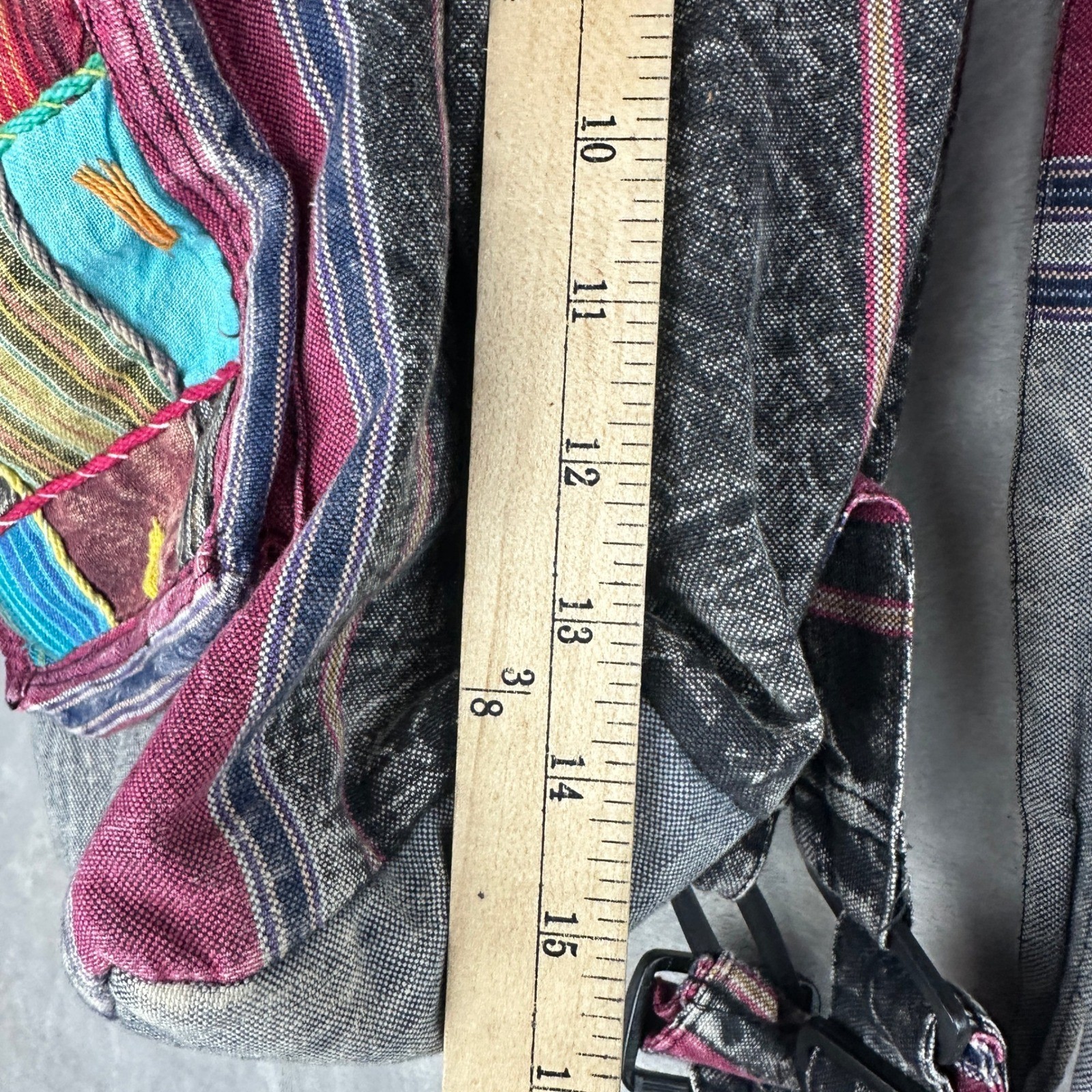 Boho Patchwork Peace Sign Backpack Multicolor Hip… - image 8