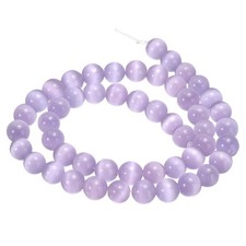 48pcs Crystal Purple Cat's Eye Stone Beads 8mm Round Crystal Loose Bead