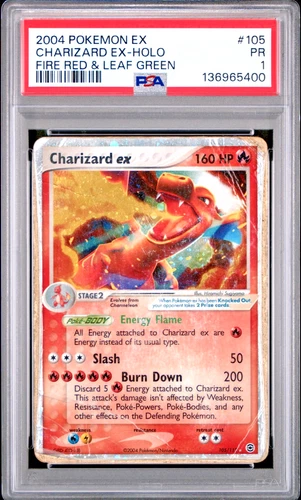 PSA 1 PR 2004 Pokemon EX Fire Red & Leaf Green Charizard EX Holo Foil 105/112