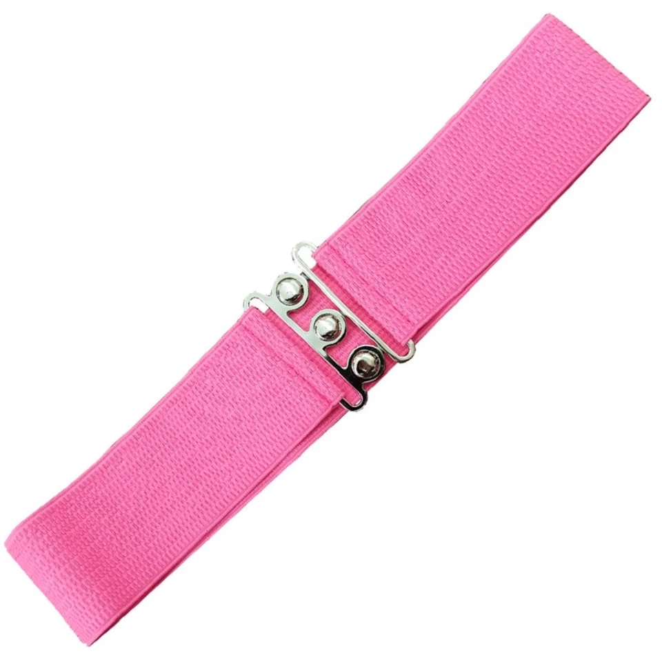 Banned Rockabilly Retro Taillengürtel Stretch Gürtel - Vintage Bond Pink - Bild 1 von 1