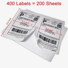 400 8.5"x5.5" Half Sheet Shipping Labels Self Adhesive Address Label 2 Per Sheet
