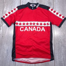 MEC Cycling Jersey Mens Large Red Canada Maple Leaf Short Sleeve Bike Top
