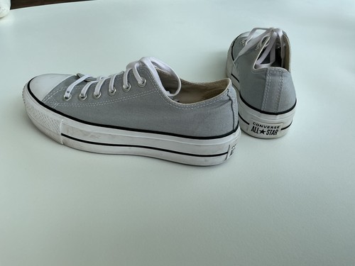 Converse All Star Womens Low Top Canvas Lace-Up Sneaker Gray White Platform