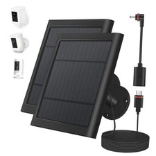 2 Pack 4W Solar Charger for Ring Spotlight  Stick Up Outdoor Cam, 2pc Black