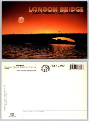 London Bridge Lake Havasu City AZ Moonrise Postcard Robert Silberblatt