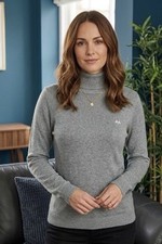 Thomas Burberry Grey Roll Neck Jumper Pullover Large Cotton Blend Womens