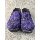Dansko Professional Clogs Womens 38 Purple Black Wool Web Textured Slip On Shoes