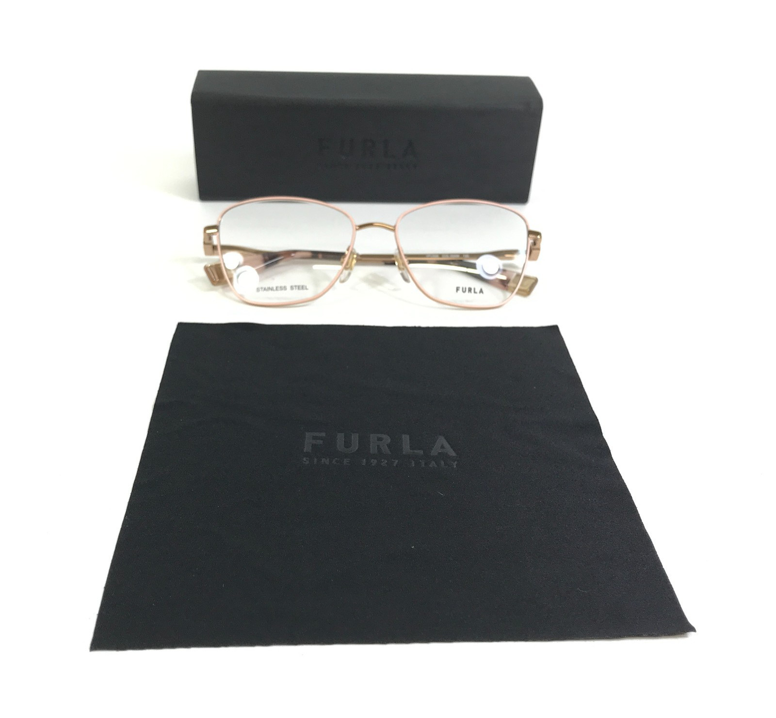 Furla Eyeglasses Frames VFU588 COL.02AM Pink Gold Butterfly Wire Rim 53-16-135