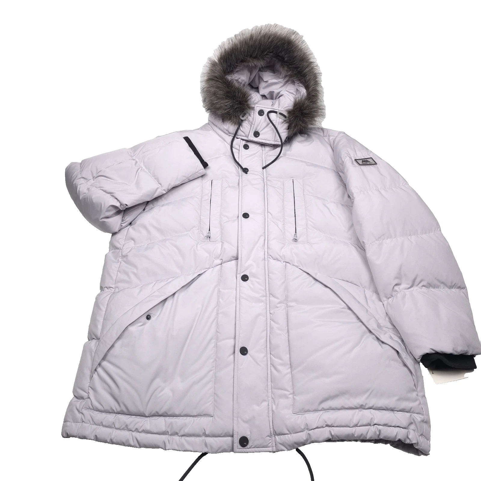 Andrew Marc Tremont Parka Coat Mens XL Moon Gray Hybrid Down Removable Hood
