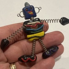 Vintage Robot Brooch Pin From 1980s Handmade Fimo Clay Whimsical Art