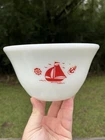 Vintage Mckee Milk Glass Sailboat / Anchor Mixing Bowl