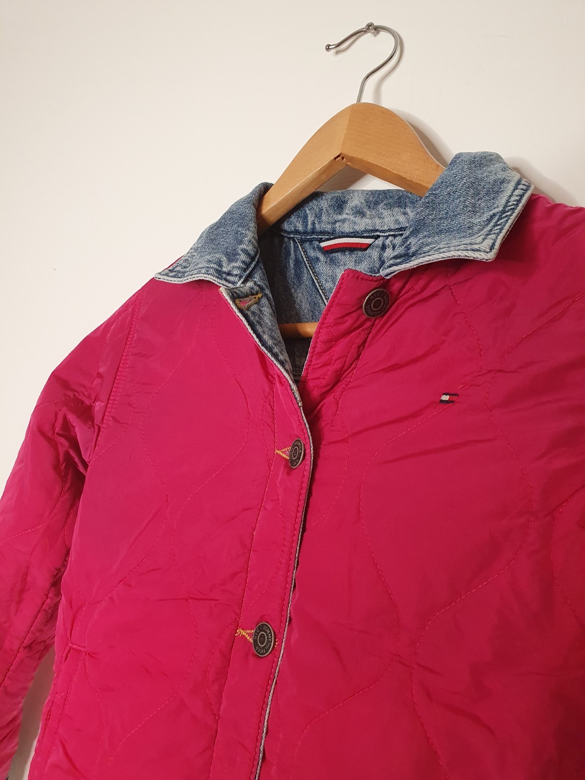 **SUPER RARE** Vintage TOMMY HILFIGER StoneWash Denim/pink Reversible Jacket image 9
