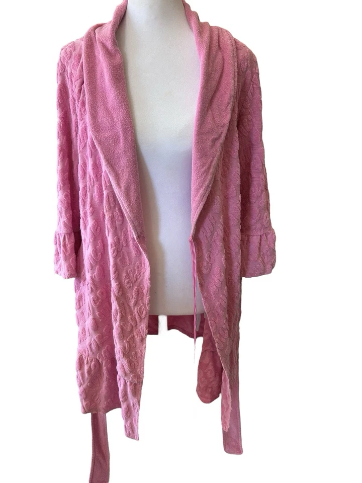Juicy Couture Vintage Bata Terry Tela Rosa Volantes Y2K S/M Etiqueta Negra Foto 3 de 4