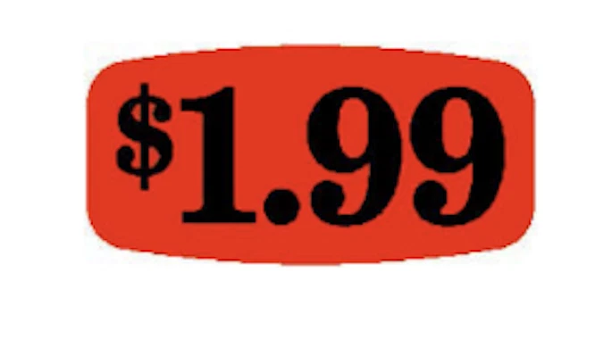 AMERICAN ONLINE PRODUCTS 1000 each $1.99 Merchandise Store Food Labels Fl Red Black Stickers