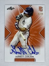 2021 LEAF PERFECT GAME AUTO GUNNETT CARLSON ORANGE PAPER 5/30
