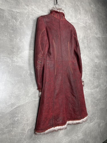 Sylvie Schimmel Damen kirschrot Shearling Ledermantel Made in France Größe 38 - Bild 9 von 14