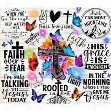 20oz Skinny Tumbler Sublimation Transfer Faith Cross Religious Ready To Press