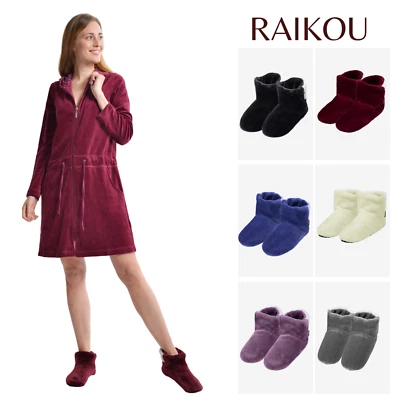 RAIKOU Hüttenschuhe Flanell-Fleece Pantoffel Damen Herren Hausschuhe Haussocken