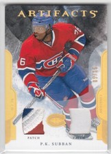 2011/12 UPPER DECK ARTIFACTS P.K. SUBBAN 3 COLOR DUAL PATCH 5/15