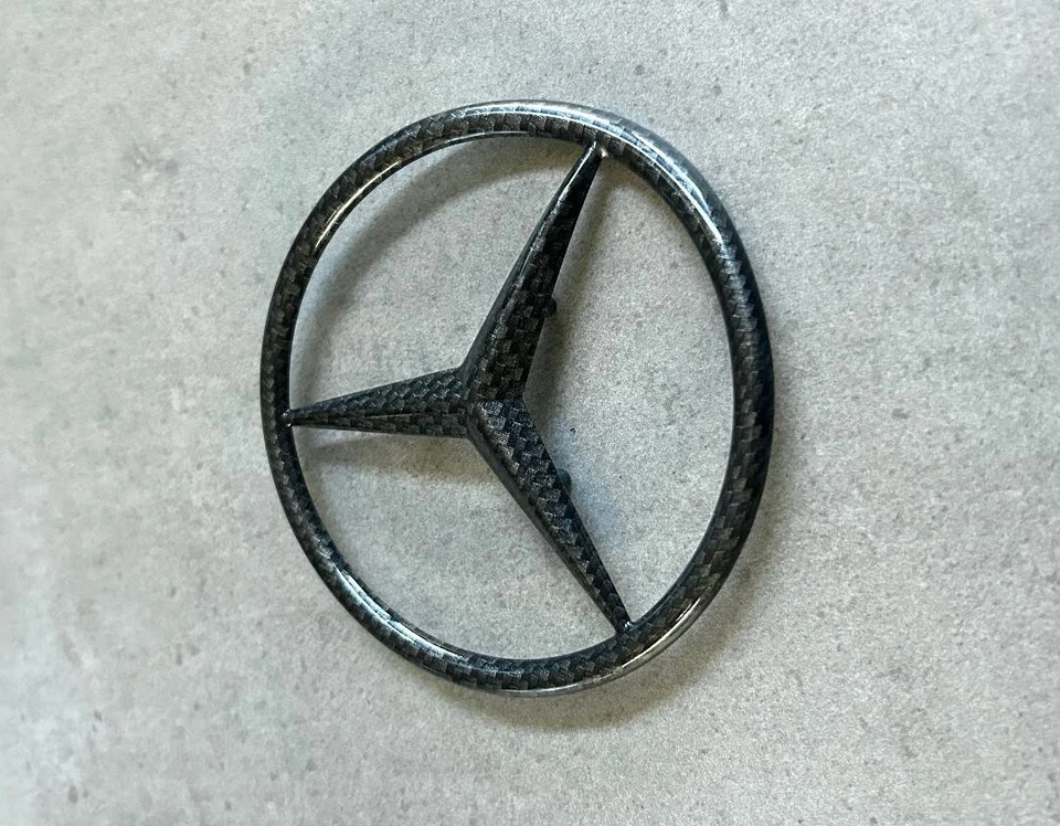 Mercedes-Benz 560SL 1986-1989 negro fibra de carbono maletero trasero estrella logotipo emblema OEM Foto 3 de 4