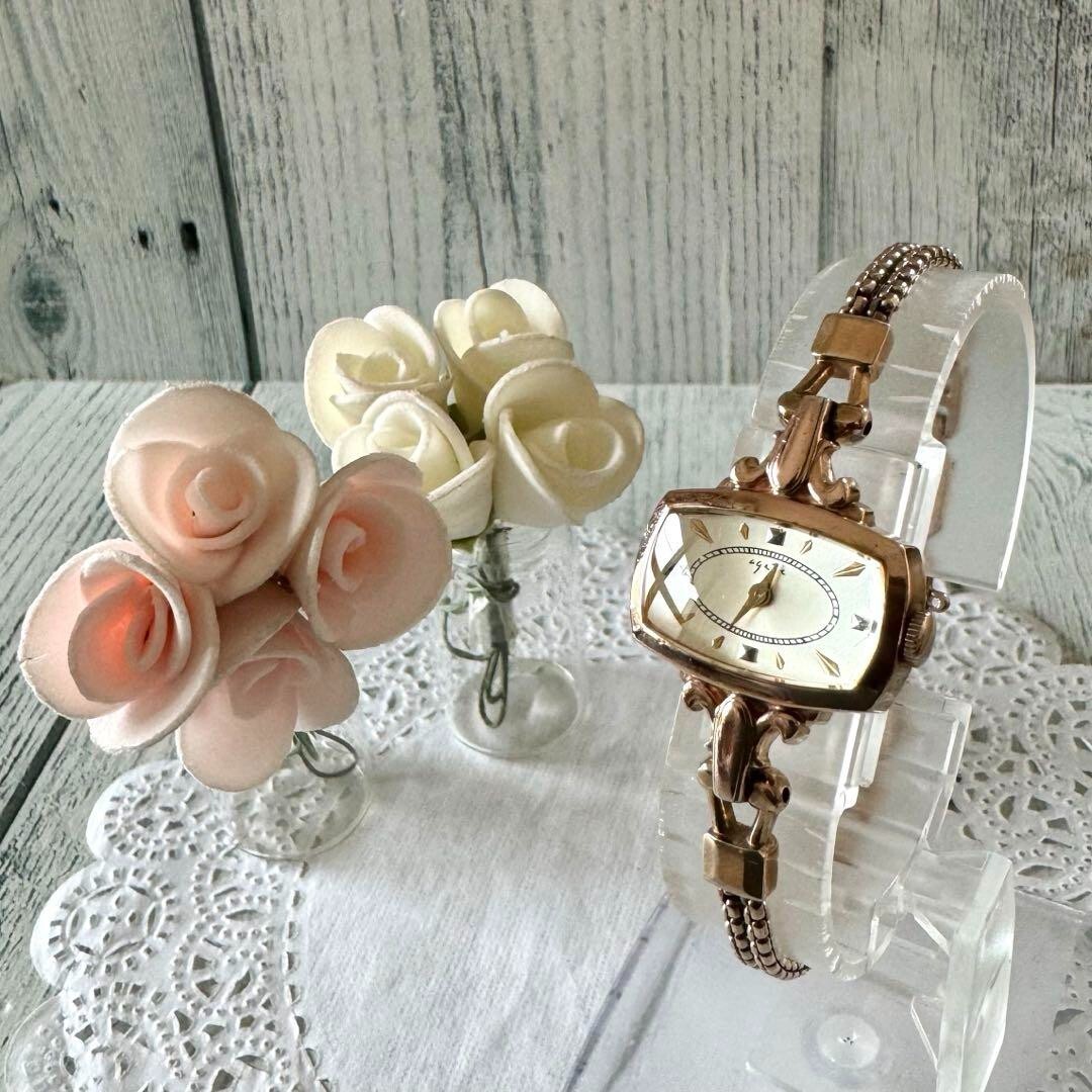 agete Antique Watch Pink Gold Rare Used From Japan Check description