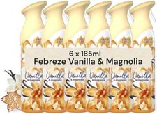 Febreze Air Freshener for Room Spray & Bathroom, Vanilla & Magnolia, 185ML x 6
