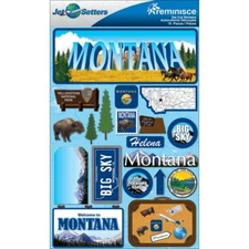 Scrapbooking Crafts Stickers 3D Montana Yellowstone Big Sky Helena Buffalo Trees