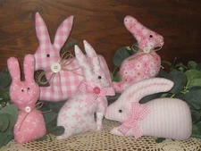 Easter Gathering 5 Assorted Pink Bunny Rabbits Spring Bowl Fillers Handmade Gift