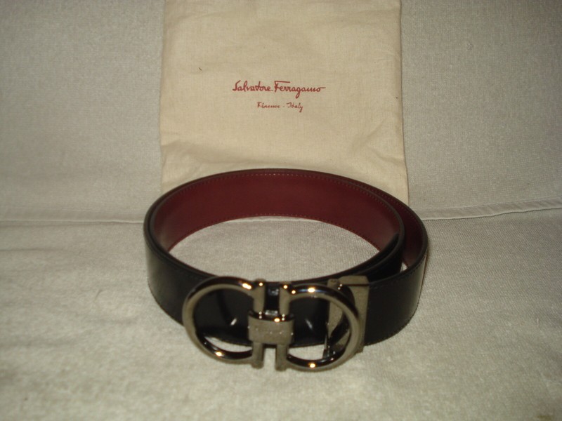 100% AUTHENTIC NEW MEN FERRAGAMO GANCINI LOGO REVERSIBLE LEATHER BELT ONE SIZE
