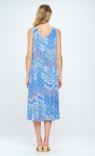 VESTIDO LARGO TANQUE JOSTAR azul elástico poli spandex tejido viaje s m l xl 2x 3x - Imagen 7 de 8