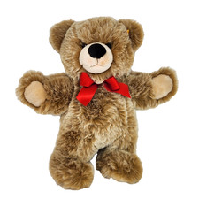 13" STEIFF BOBBY BROWN TAN TEDDY BEAR RED BOW STUFFED ANIMAL PLUSH 021930