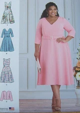 LOVEY women's DRESS PATTERN 18W-24W simple flattering +JACKET Princess lines