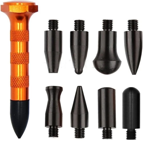 Diy Paintless Dent Repair Kit Metal Tap Down Pen With 9 Heads Tips Dent Removal 