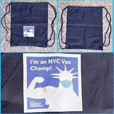 NEW I'm an NYC VAX Champ! Drawstring BAG Statue of Liberty Mask Vaccine Blue C19