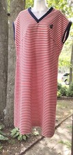 Vintage 1960s Sailor Dress Red White Strips Anchor nautical xl xxl