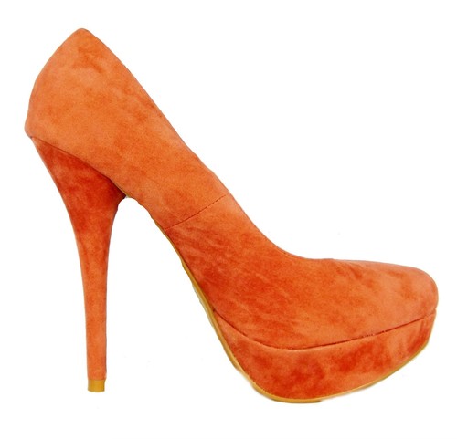 Mujer Naranja Imitación ante Tacones Plataforma Fiesta Casual Formal  Zapatos 3 | eBay