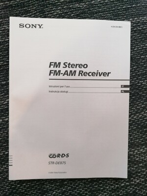 Sony STR-DE875 FM Stereo Receiver - Istruzioni per Lùso - Instrukcja obslugi