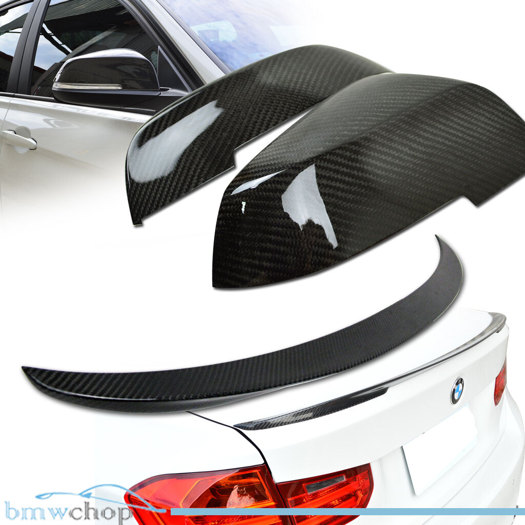Carbon Fiber Fit For BMW F30 Sedan Spoiler Side Max 50% wholesale OFF Mirror Trunk + P Cover