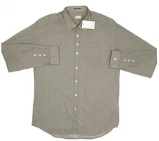 NEW Paul Smith Couture Shirt!  16 Medium Geometric Design Tan Brown & Blue ITALY