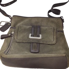 Tignanello with Sholder Bag Olive Suede Leather  Cross Body