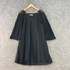 Target Womens Dress Size 10 Black Pleated 3/4 Sleeve Round Neck Lined 14012