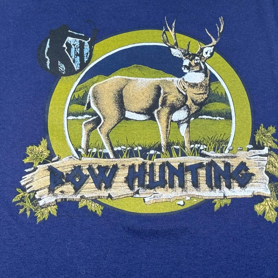 Vintage Bow Hunters Shirt Adult Large Blue Single Stitch Men 90s Hunting Outdoor - Image 2 of 4