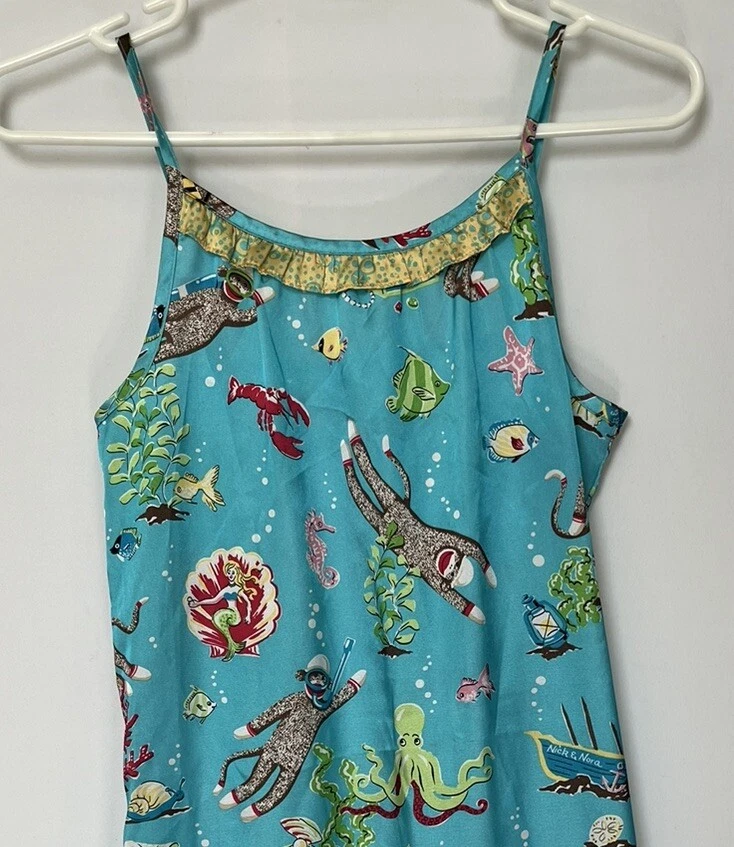 Camisón Nick and Nora Azul Satinado Ocean Sock Mono Niñas Talla L 12 Foto 3 de 4