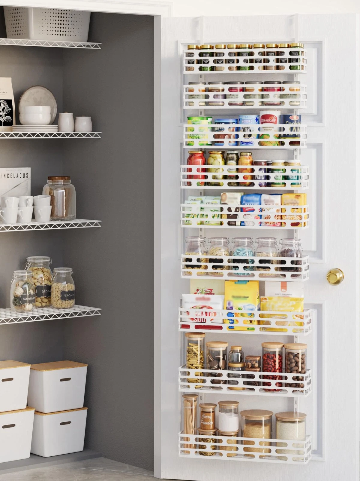 NQW Over the Door Pantry Organizer, Over The Door Pantry Organizer Rack and S...