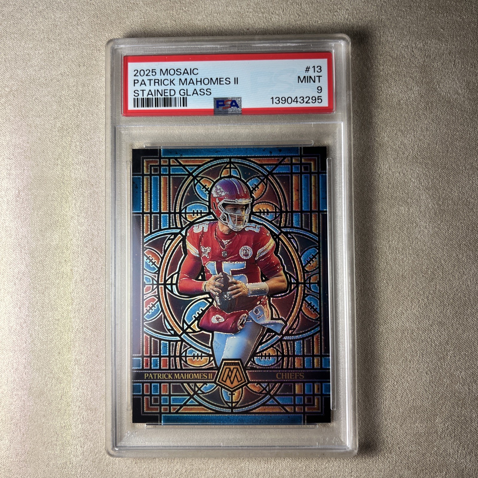 2025 Panini Mosaic - Stained Glass Patrick Mahomes II SG #13 - Case Hit PSA 9