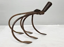 Vintage 5 Tine Cast Iron Hand Cultivator Hoe Garden Farm