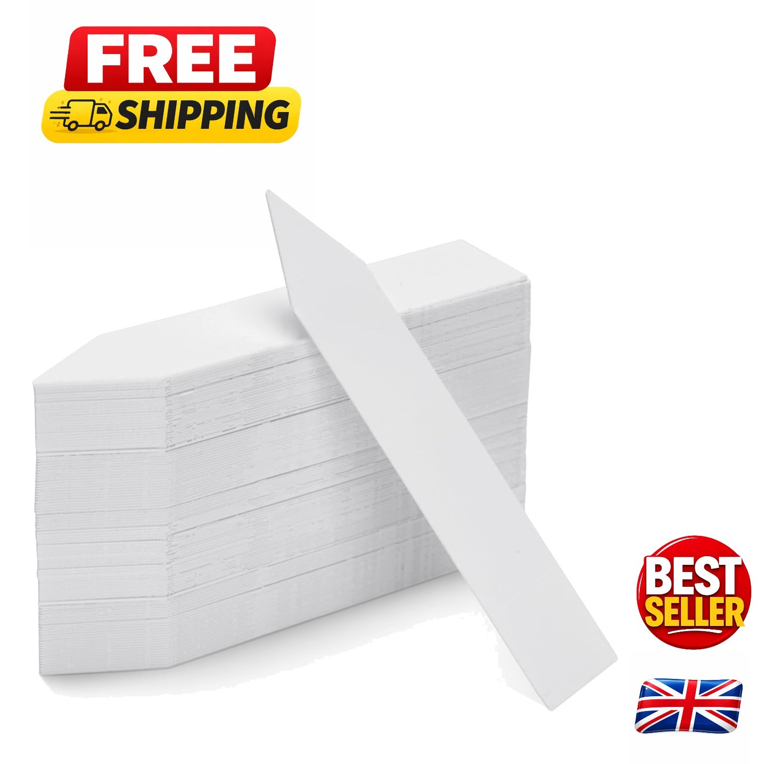 100Pcs White Plastic Plant Labels & Markers, 10x2cm, Waterproof, Reusable, Id...