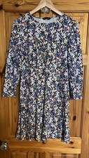 M&S Collection Tea Style Dress Size 14 Knee Length Colourful Floral Stretch