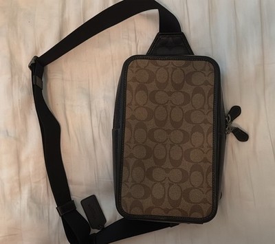 EEUC COACH Sullivan C9865 Sullivan Pack  Blocked Signature Canvas Gunmetal/Khaki