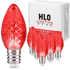 Holiday Lighting Outlet Faceted C7 Christmas Lights | Red LED Light Bulbs Hol...